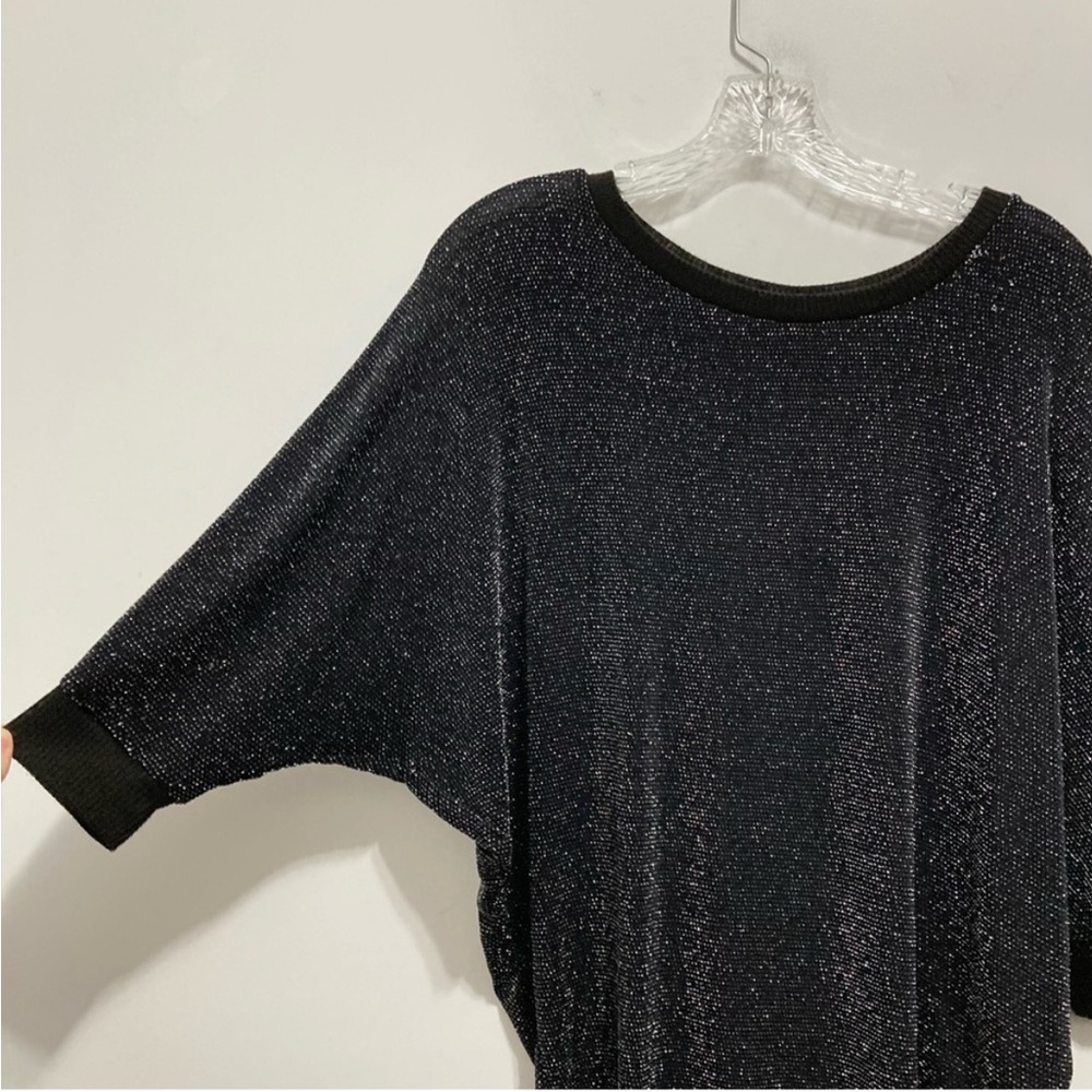 PAPEROC Women’s Black Lurex Bat Sleeve Blouse - Picture 4 of 7